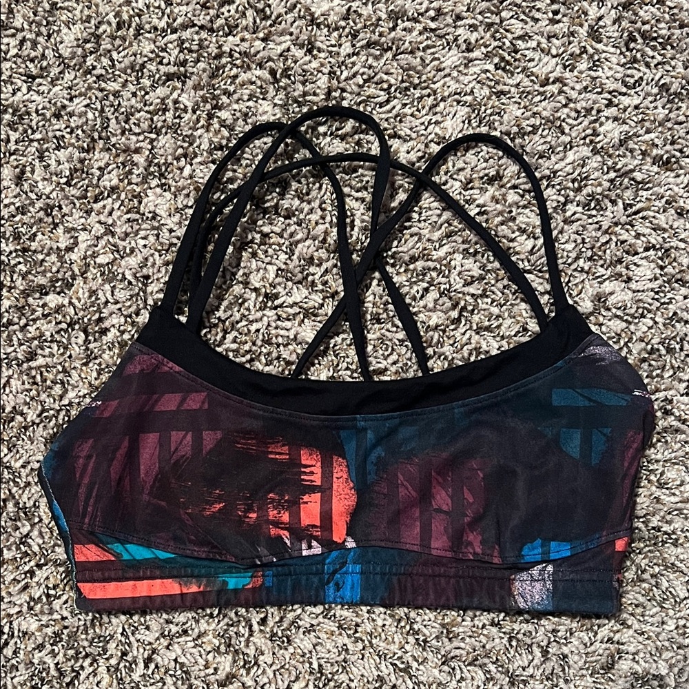 Strappy Printed Sports Bralette - Black Multi